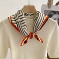 New Fashion Spring Women's Tie Small Scarves Fashion Simple Geometric Pattern Printed Bandanas Soft Viscose Square Scarfs