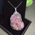 Handmade Wire Wrapped Natural Crystal Healing Stone Fine Jewelry pink Amethyst Cluster Pendant Necklace