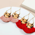 Bohemian Luxury Wedding Bridal Jewelry Dangle Earrings Gold Plated Long Tassel Elegant Women Red Pink Trendy Alloy Drop Earrings