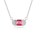 100% Silver Women Necklace Emurald Cut Pink Man Made Gemstone Pendant Necklace S925 Sterling Fine Jewelry Factory Wholesale