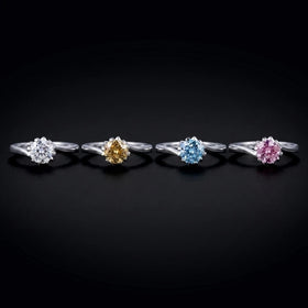 S925 Sterling Silver Colorful Vvs D Color Moissanite Diamond Ring 1 Carat Six Claw Snowflake for Women Wedding Band