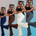 Hot Sale Waist Peach Buttocks Seamless Yoga Flared Leggings Threaded Gym Fitness Pants Sports Trousers Leggings Women