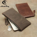Andong Leather Crazy Horse Leather Long Wallet for Men Genuine Cow Leather Vintage Fold Coin Purses Clutch Bag Multifunctional