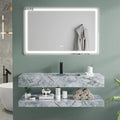 Modern New Sintered Stone Wall Mounted Light Mirrored Cabinets Bathroom Vanity Wash Basin Sink Set