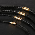 Nabest Custom Size Wholesale Bulk Simple 3/4/5/6mm Thin Black Necklace Genuine Leather Necklace for Men Cord Chain Necklace