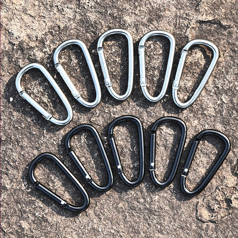 Wholesale Custom Logo All Black Gray Aluminum Alloy Electrolytic Treatment Carabiner Clips Printed Metal Snap Hook Carabin