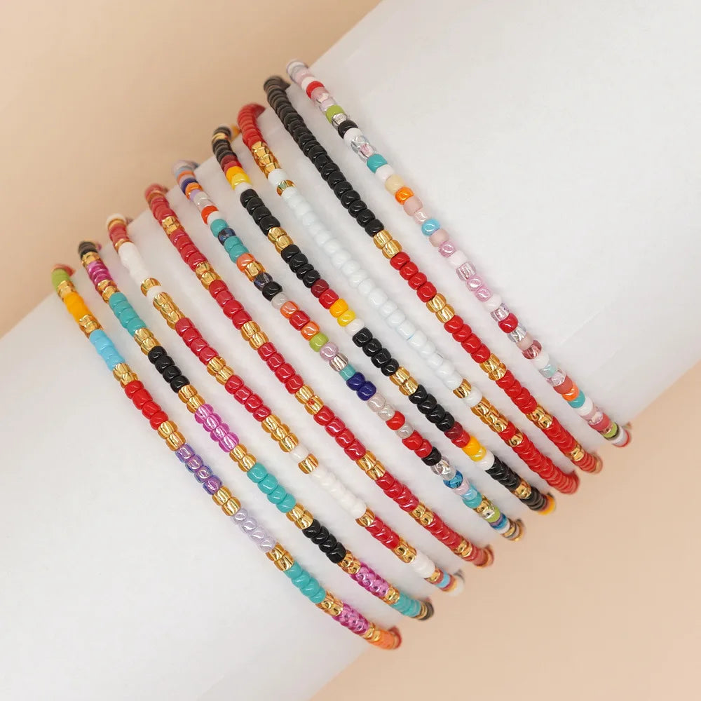 Bohemian Colorful Rice Beads Bracelet Handmade Beaded Macrame Adjustable Bracelet for Women