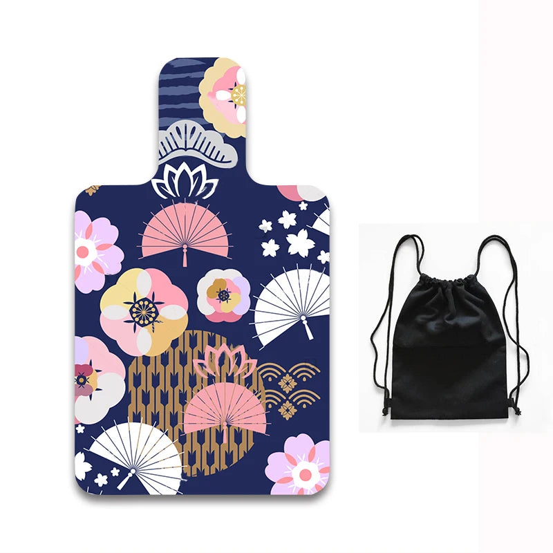 Ecoofit Rubber Suede Custom Eco-friendly Beautiful Floral Japanese Chinese Pattern Non Slip Pilates Reformer Mat Bag 1-3mm
