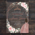 Luxury Floral Printing Pink Inivitaciones De Xv Anos Dresses Sweet 15 Old 16 Years Quinceanera Quince Acrylic Invitation Card