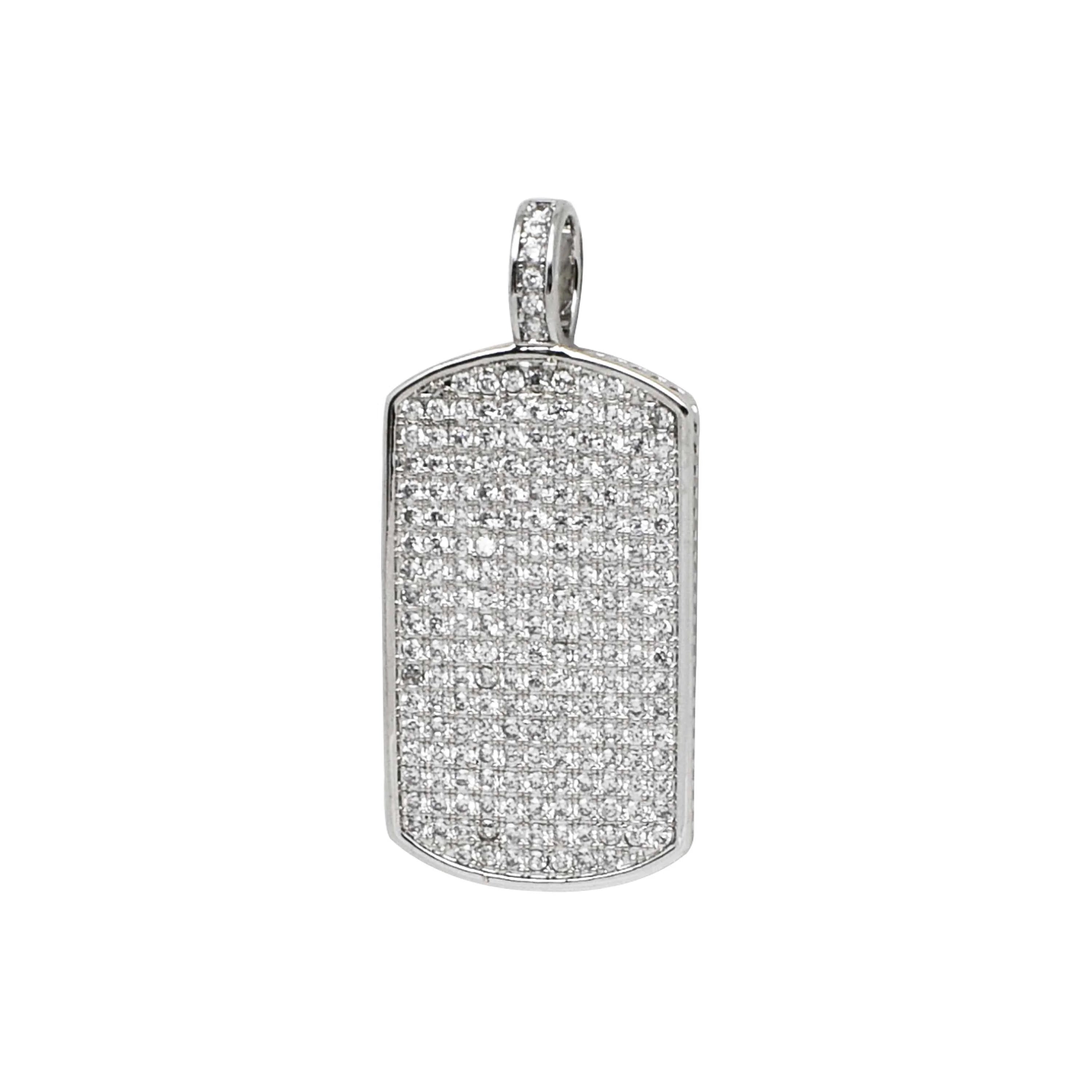 925 Silver Sterling Metal Moissanite Ice Out Jewelry Mens Dog Tags Pendant Necklace