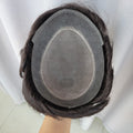 Indian Remy Hairpieces Manufactures Natural Black Thin Skin Permanent Mono + Pu Hair Replacement Men Toupee