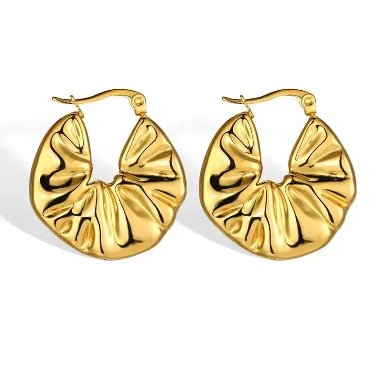 Fine Jewelry 18K Gold Plated Rhodium Plated 925 Sterling Silver Trendy Texture Circle Hoop Earrings for Weddings Parties Gifts