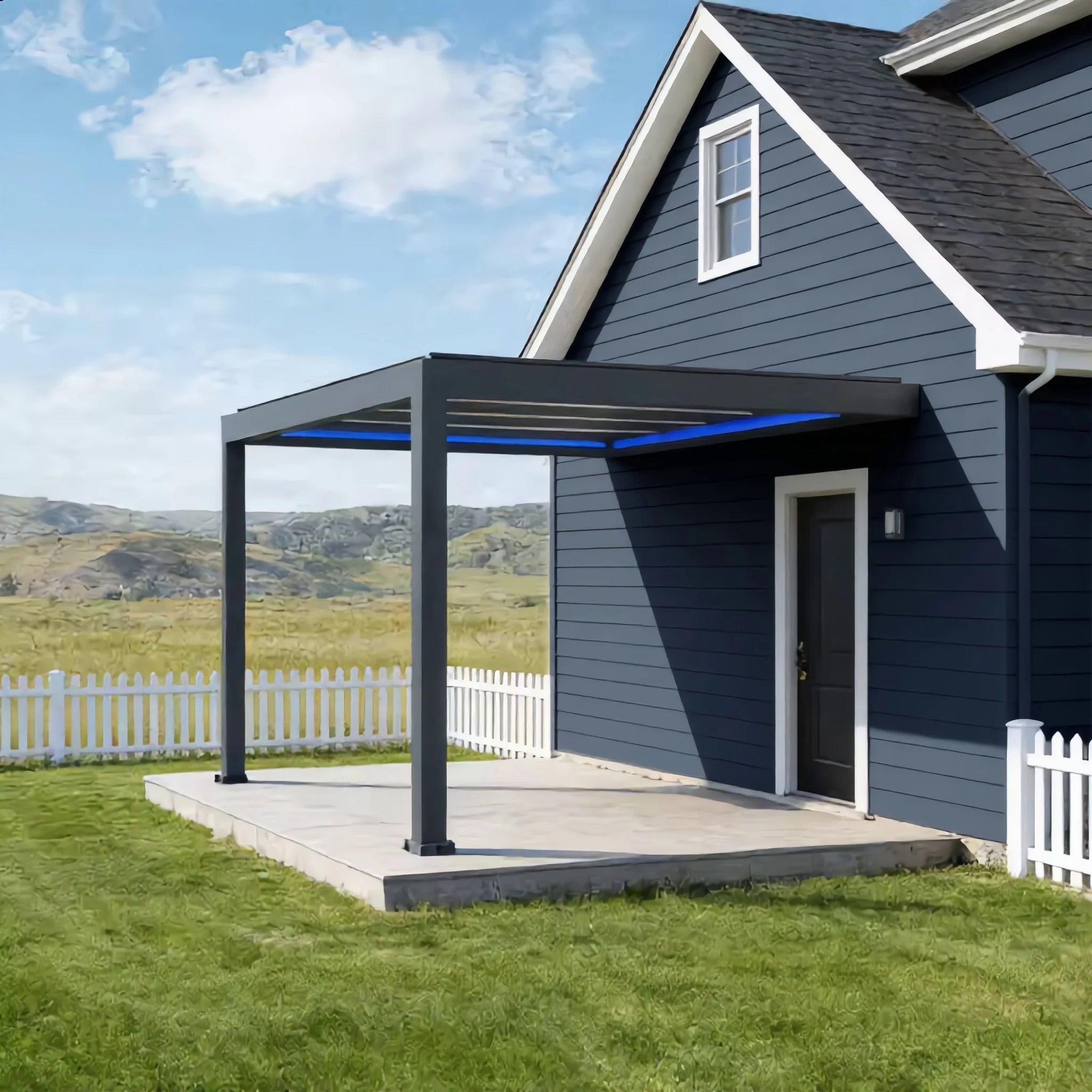 Motorised Windproof Waterproof Aluminum Bioclimatic Pergola Roof LED Lighting Powder-Coated 15-Year Guarantee Outdoor Garden