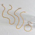 Tarnish Free 18K Gold Plated Herryingbone Chain Necklace Stainless Steel Flat Snake Chain Choker Necklace