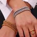 Fashion Jewelry Bracelets & Bangles 18K Gold Plated Stainless Steel Beaded Bracelets Women