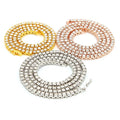 3MM Hot Bling Silver Gold Crystal Necklace Hop Tennis Necklaces Iced Out Necklace Chain