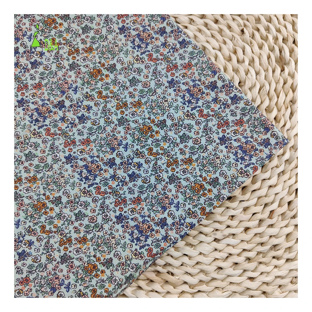 Eco-Friendly Lightweight Cotton Printed Fabric Tinny Flower Design for Girls' Shirts and Toys Breathable Woven Technique