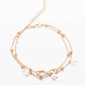 Fashion Pearl Number Gold Plating Lucky Figure 8 Simple Foot Ornament Pearl Star Pendant Gold Plated Bling Adjustable Anklets
