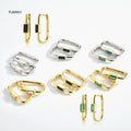 FUAMAY Women Earrings 2022 U Shaped Emerald Black Baguette Hoop Earrings U Shaped 925 Sterling Earrings