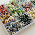 Simple 10mm Geometric Flat Round Loose Beaded Charm Ceramic Clay Porcelain Beaded for DIY Bracelet Jewelry Accessories