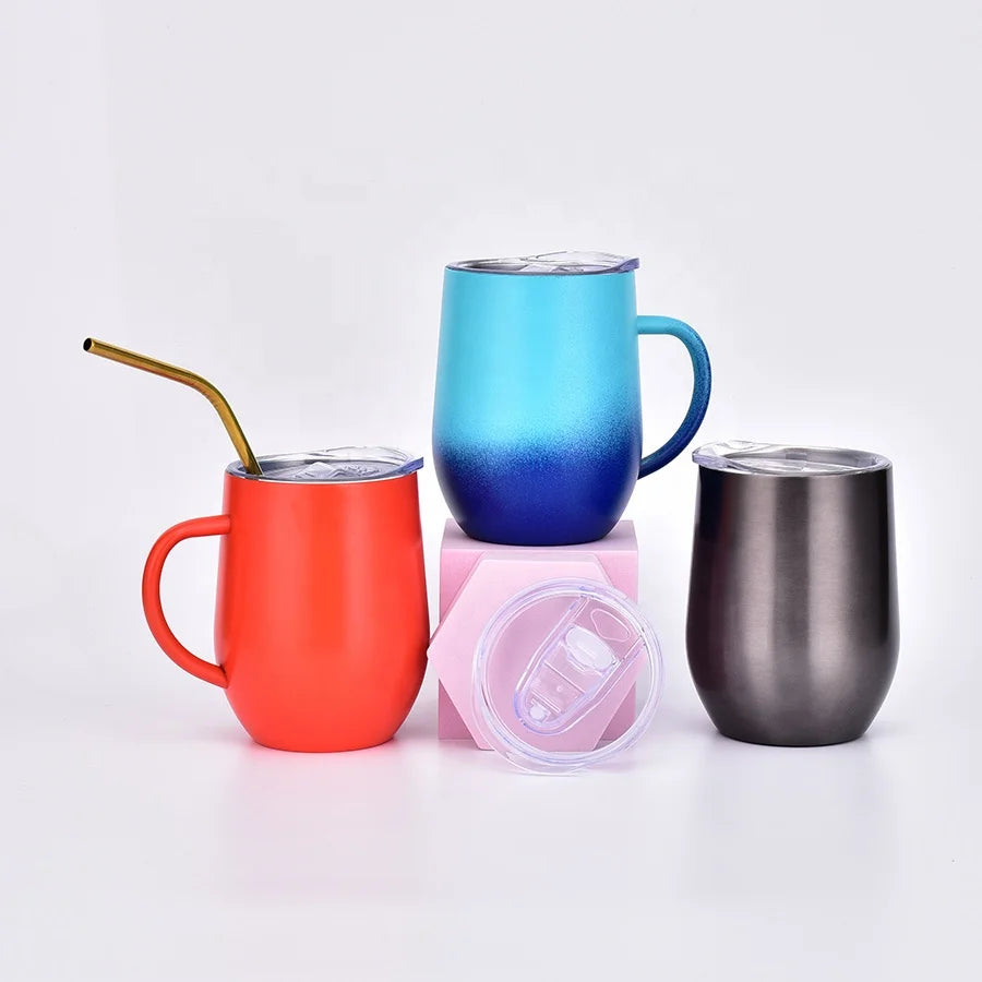 12oz 360ml Kids Insulated Water Cups Stainless Steel Milk Juice Tumblers Mugs With Handle