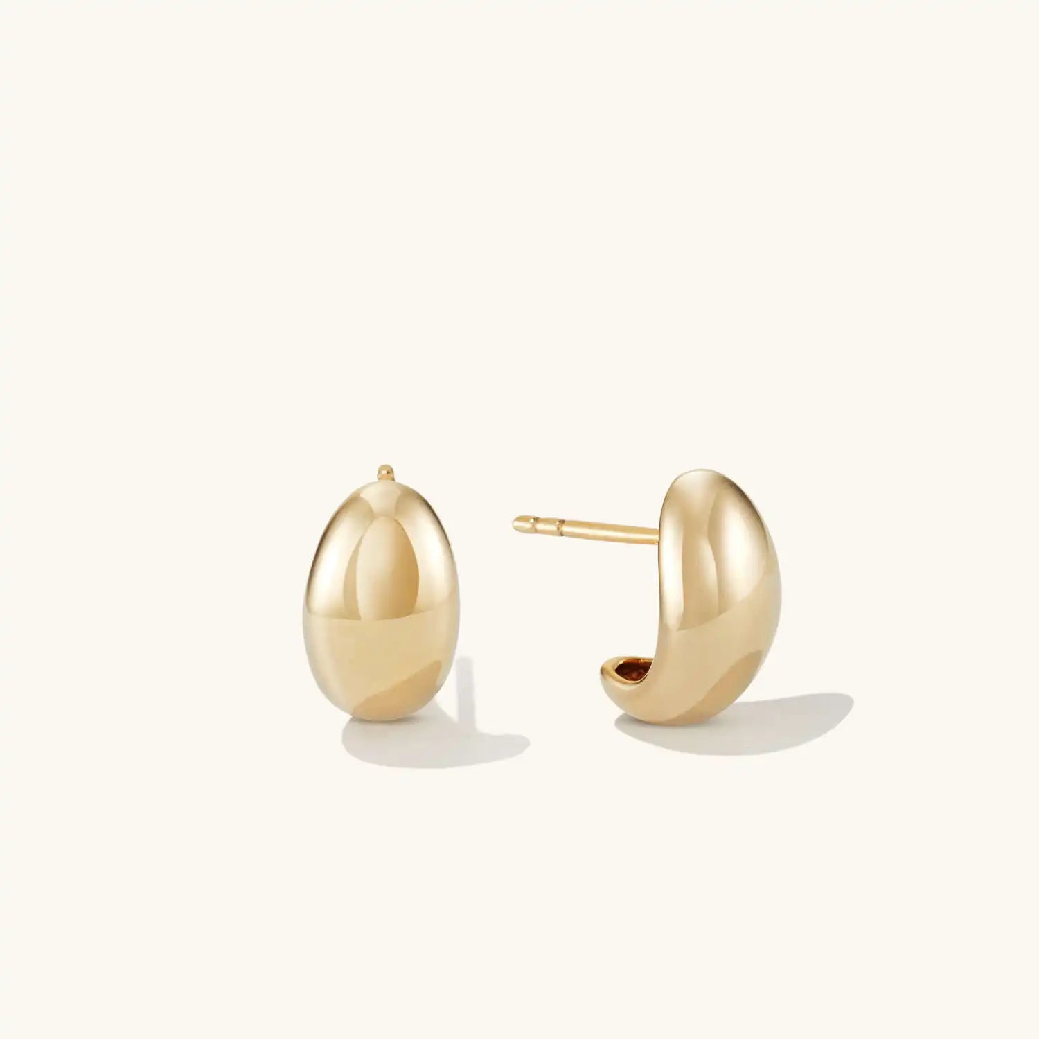 INS High Polish 18K Gold and Stainless Steel Simple Geometric Shiny C-Shaped Pea Earrings Trendy Titanium Steel PVD Jewelry