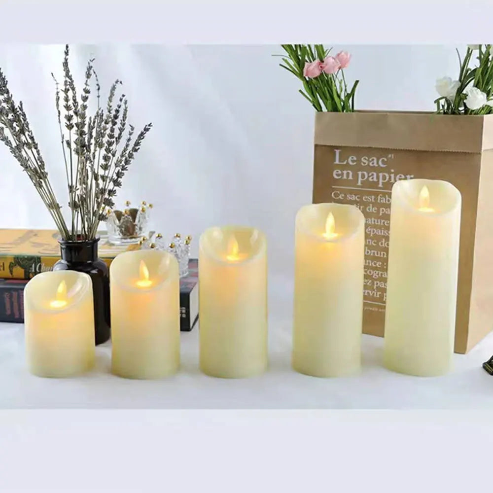 Smooth Surface H 4" 5" 6" 7" 8" Flameless Candle Light Battery Operated Flickering Luces Led Tea Candle for Birthday Wedding