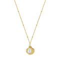 Rinnin GPN83 6mm Baroque Pearl with Shell Shape Pendant 925 Sterling Silver Pendant Adjustable Link Chain Necklace
