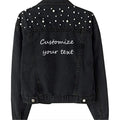 Custom Text Embroidery Logo Plus Size Women Pearl Denim Jacket Long Sleeve Beads Women Denim Jacket Spring and Autumn Coat