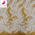 HY2753 New High-Density Beads Sequins Wedding Dress Fabric Shiny White Mesh Lace Fabric