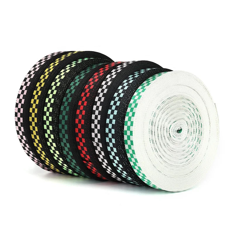 2023 New Hot Plaid Ribbon Nylon Jacquard High Tenacity Webbing for Dog Leashes Bag Shoulder Straps Clothing Shoes Hats