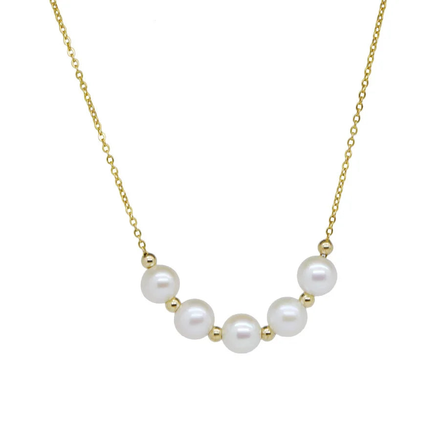2022 Trendy Brass Chain White Baroque Pearl Beaded Necklace Simple  Choker Necklace Jewelry
