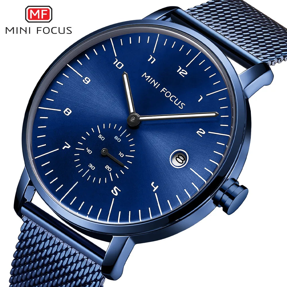 Fashion Mens Watches Top Clock MINI FOCUS 0303 Luxury Quartz Men Wristwatch Waterproof Stainless Steel Male Clock Reloj Hombre