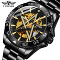 New Design T-WINNER Hip Hop Luminous Star Shape Luxury Gift Boy Exquisite Gold Punk Mechanical Automatic Wrist Watches for Men
