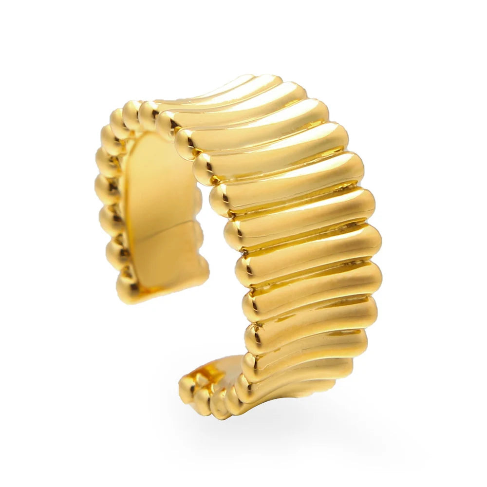 New Arrival  Art Curved Minimalist Finger Rings Gold Color Finger Ring Fashion Jewelry Accessories Gifts for Girls.