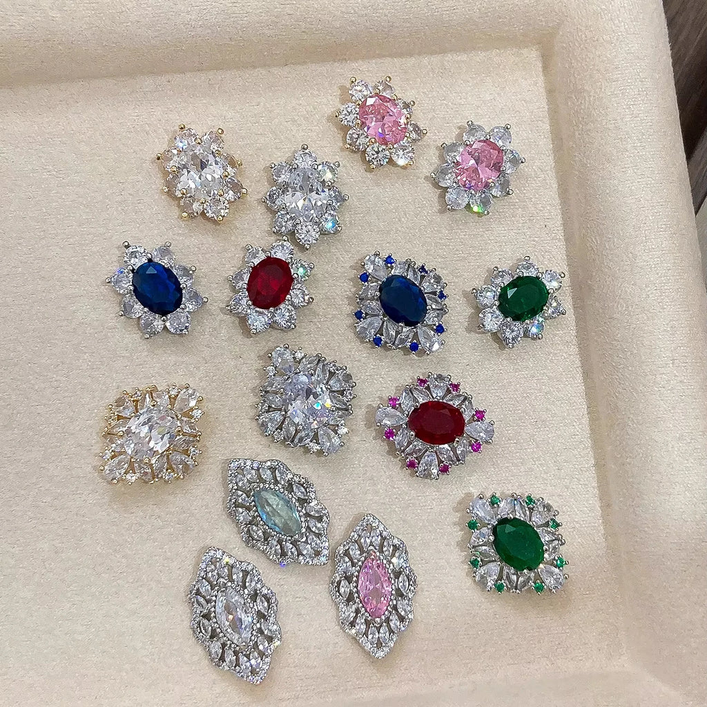 Gaoding Luxury 2025 3D Nail Accessories Sparkle Diamond Crystal Zircon with Retro Pigeon Egg Palace Armor Look Nail Rhinestones