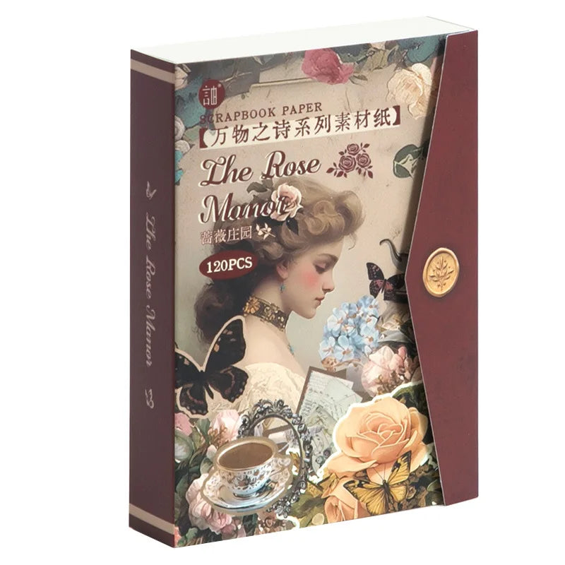 120 Sheets Per Pack Vintage Material Paper Poetry of Everything Series Non-repeating Collage Base Paper
