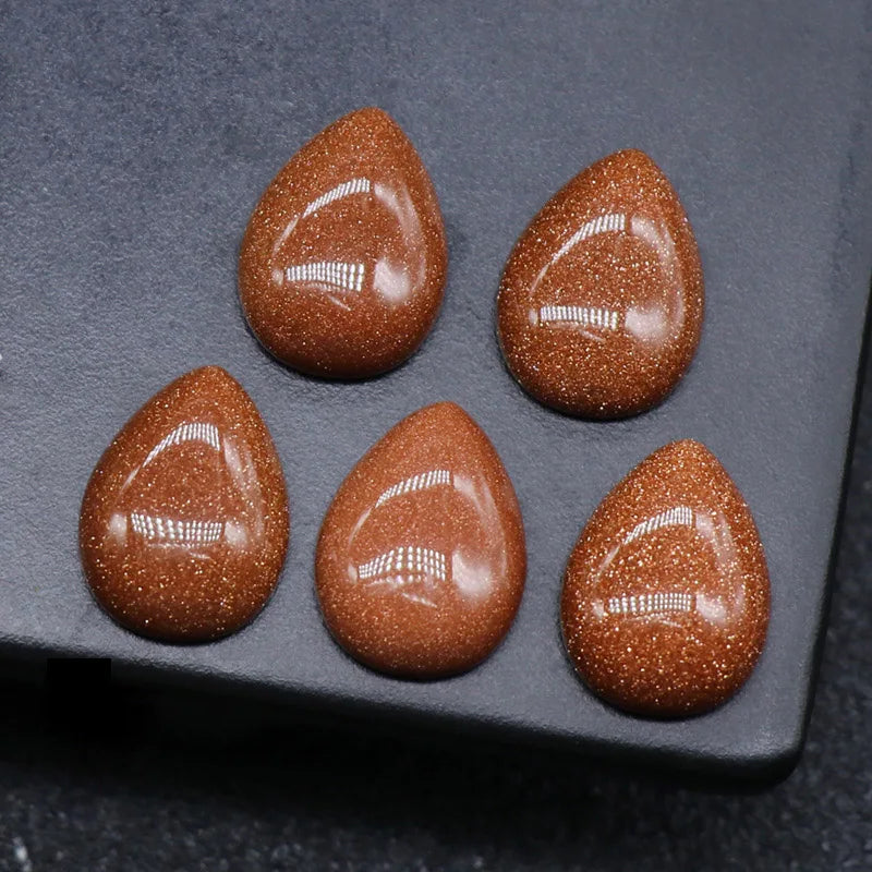 Diy wholesale price per carat flat bottom cabochon synthetic Gemstone 12*16 drop Colombia gold sand stone