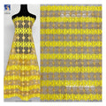 YX1080 Summer Sunflowers Yellow Embroidery Net Lace Fabric African Rich Bazin Ethnic Embroidery Water-Soluble Lace Fabrics