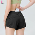 2 in 1 Drawstring Closure Solid Women's High Waisted Athletic Shorts Breathable Seamless Running Workout Gym Quick Dry