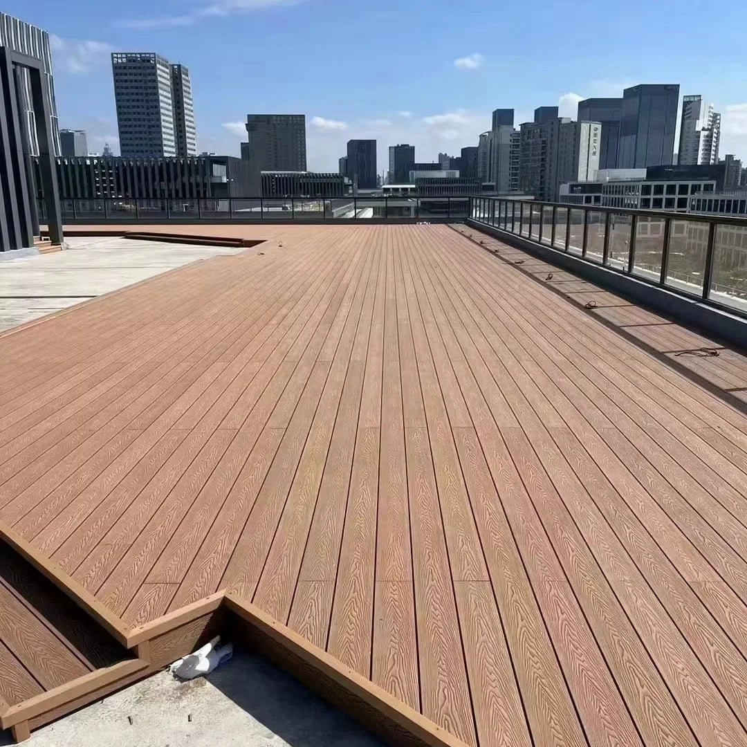 Factory Price Waterproof Anti-slip Durable WPC3D Embossed Interlocking Outdoor Paving Laminate Flooring for Park Boardwalk