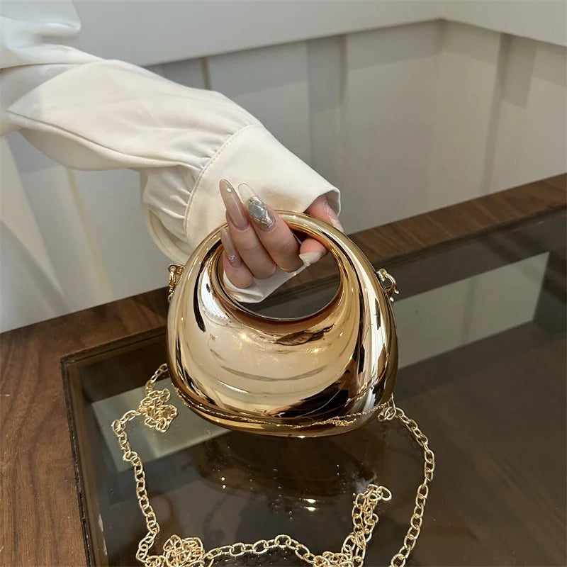Luxury Acrylic Princess Party Bags for Women Half Moon Designer Bags Ladies Chain Shoulder Sling Evening Hand Bags Lady Handbags