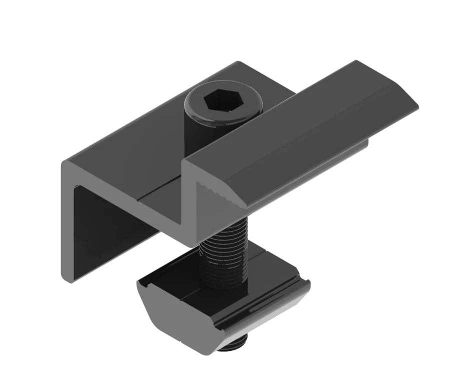 30mm35mm40mm Universal Solar Panel Mounting Clamp Kit Mid Clamp End Clamp BLACK