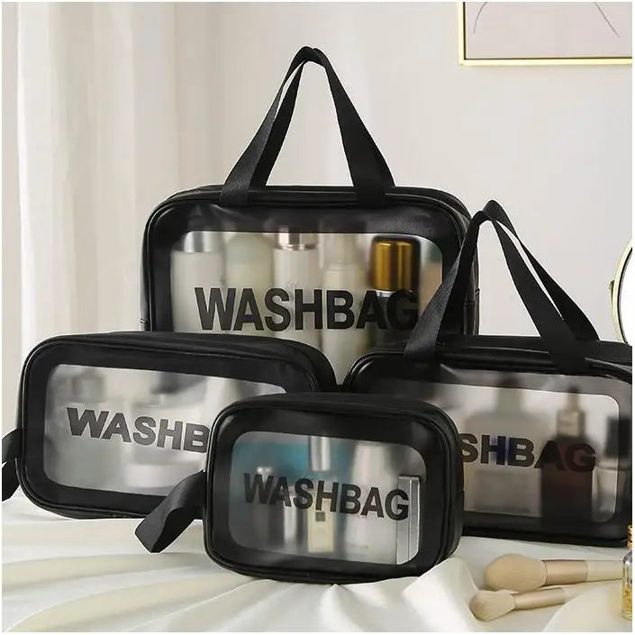 Makeup Travel Bag Wholesale Hanging Toiletry Silicone Men Black With Led Mirror Tote Pvc Pu Leather 3pcs clear Cosmetic Bag