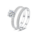 OAHLAN Fashion Jewelry 0.7CT Round Cut Cubic Zircon Rhodium S925 Sterling Silver Bridal Rings Set for Women Wedding Engagement