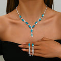 High Quality Bridal Necklace Tassel Earrings Set Sparkling Crystal Necklace Jewelry Set for Wedding (KJ128)