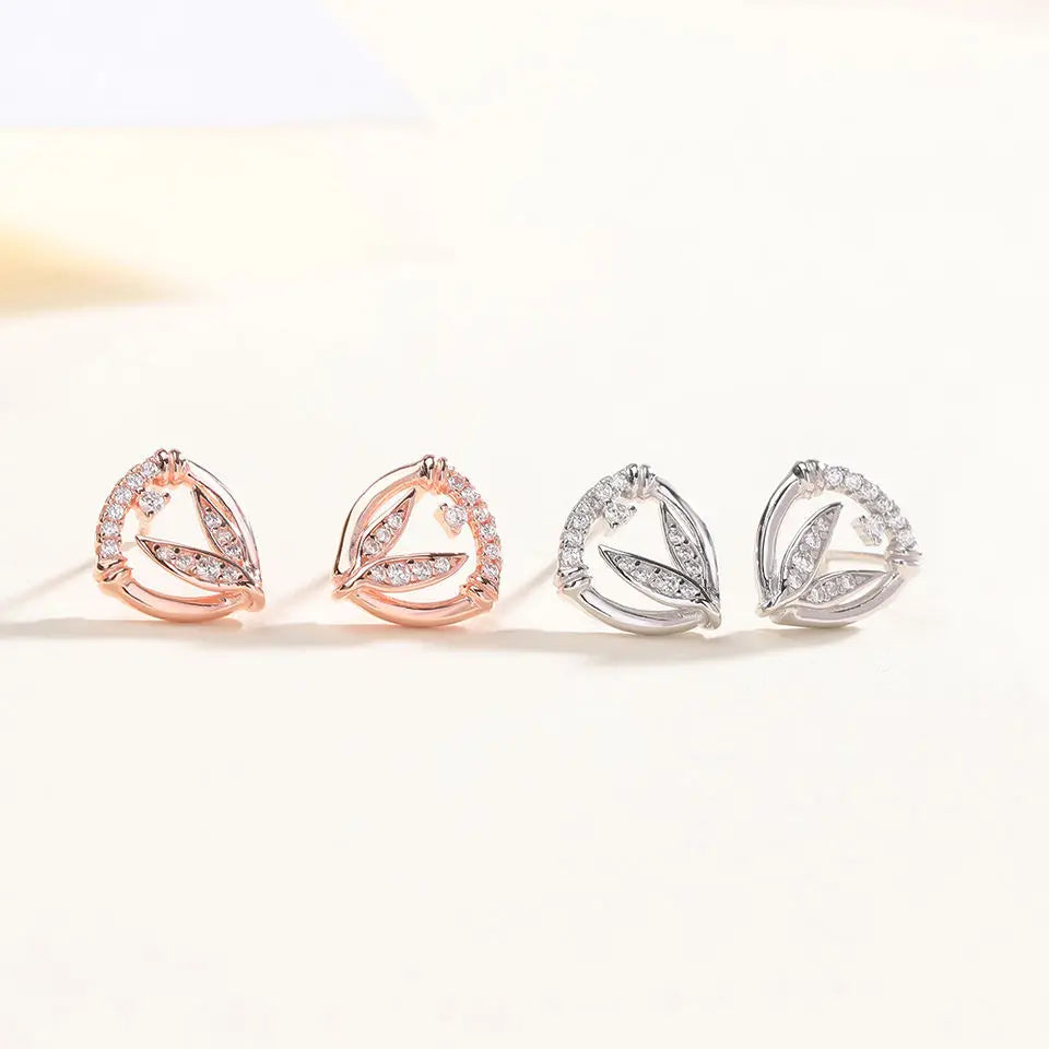 New Trendy Exquisite Rose Gold Plated Fine Jewelry 925 Sterling Silver Cubic Zircon Stud Earrings