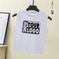 Women's Sleeveless Cotton Crop Tank Top Half-High Neck Basic Design Custom Screen Printing Short Length Crop Top Logo Design