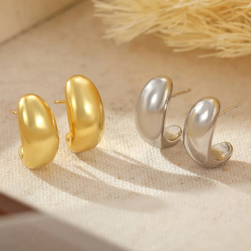 Cashew Shape Fashion Ear Stud Jewelry 925 Sterling Silver CC Earrings Women