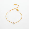 Fenny 18K PVD Gold Plated Waterproof Summer Holiday Basic Chain Rectangle Zirconia Pendant Stainless Steel Bracelet for Women